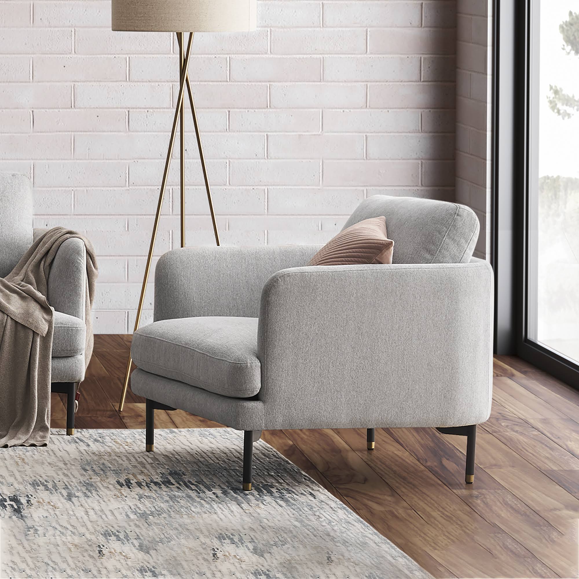 White Armchair, Curved Backrest | Pebble by Castlery