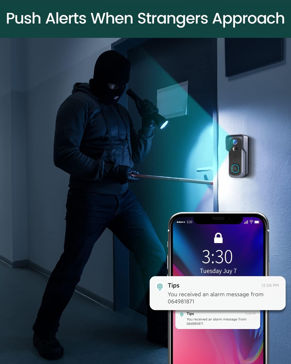 Wireless Video Doorbell Camera with Chime & 32GB SD Card , Euki Door Bell Ringer Wireless with Camera, 1080P HD, Human Detection, Night Vision, 2-Way Audio, IP65, Rechargeable Battery, for iOS&Android