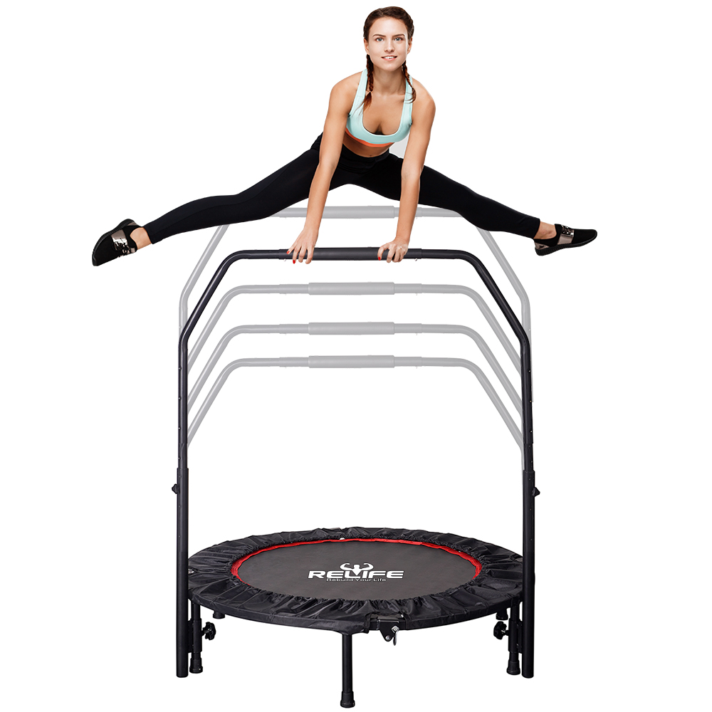 RELIFE REBUILD YOUR LIFE 48" Mini Trampoline Foldable Exercise Trampoline Workout Rebounder for Adult Indoor Fitness