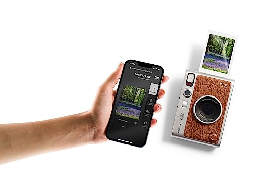 Fujifilm Instax Mini EVO Hybrid Brown Instant Camera | Fuji Instax Mini Twin Pack Instant Film | 32GB microSD | Camera Case - Bundle
