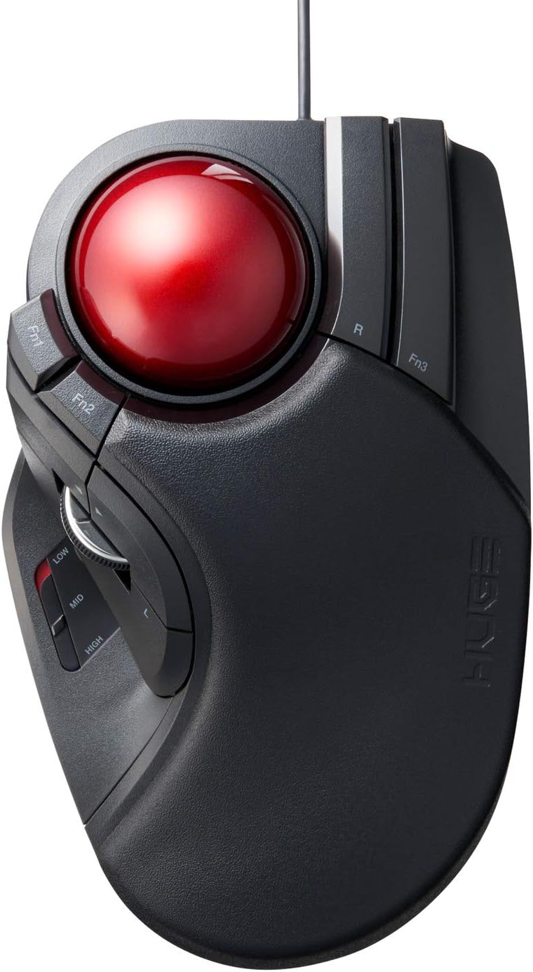 ELECOM 2.4GHz Wireless Finger-operated Large size Trackball Mouse 8-Button Function with Smooth Tracking, Precision Optical Gaming Sensor Palm Rest Attached (M-HT1DRBK) Pack of 2