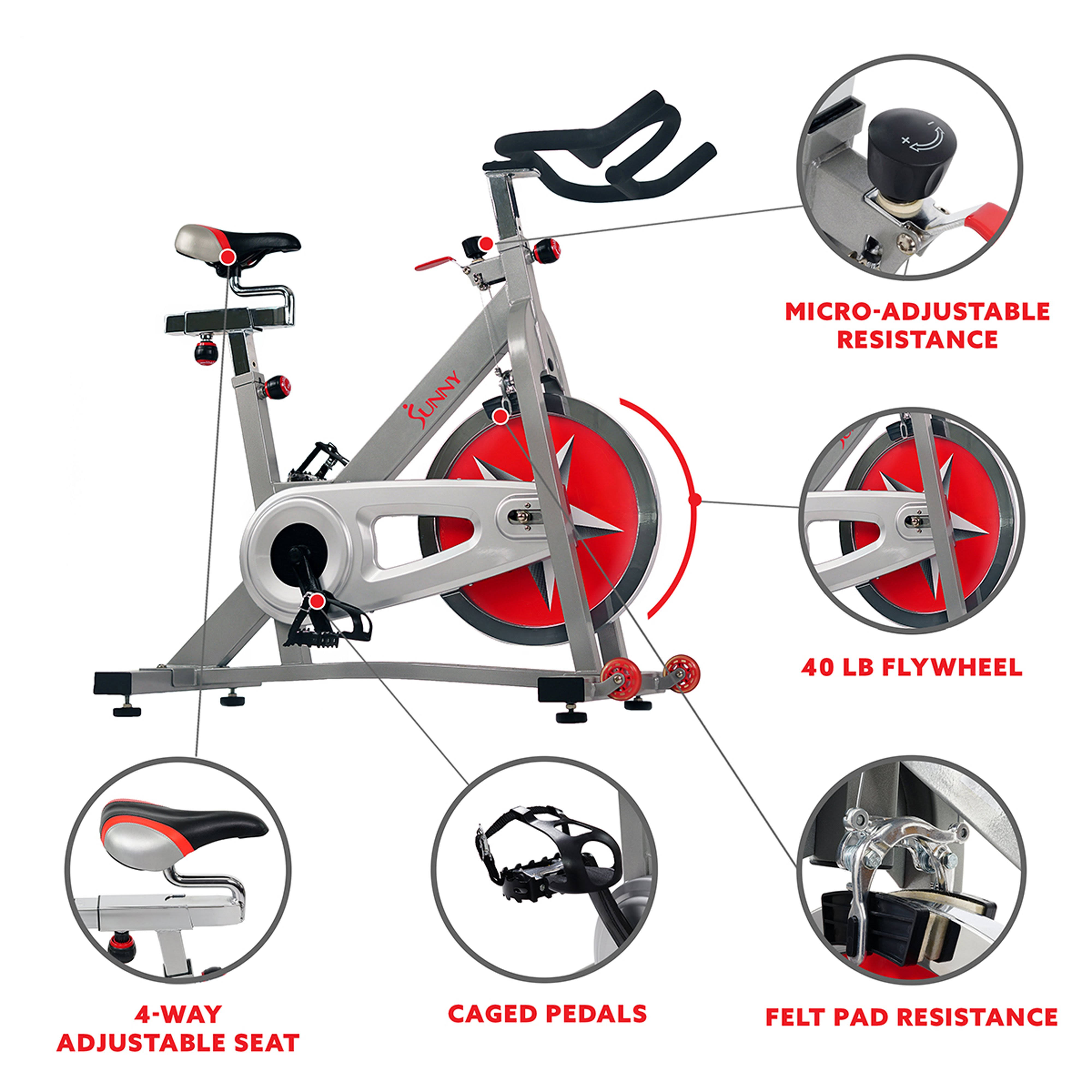 Sunny Health u0026 Fitness Pro Indoor Cycling Bike, Grey