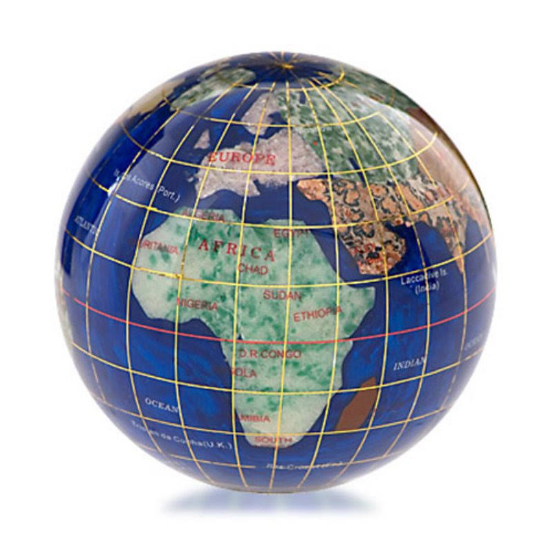 Kalifano Caribbean Blue 3-In. Gemstone Globe Paperweight - GPW80G-CB