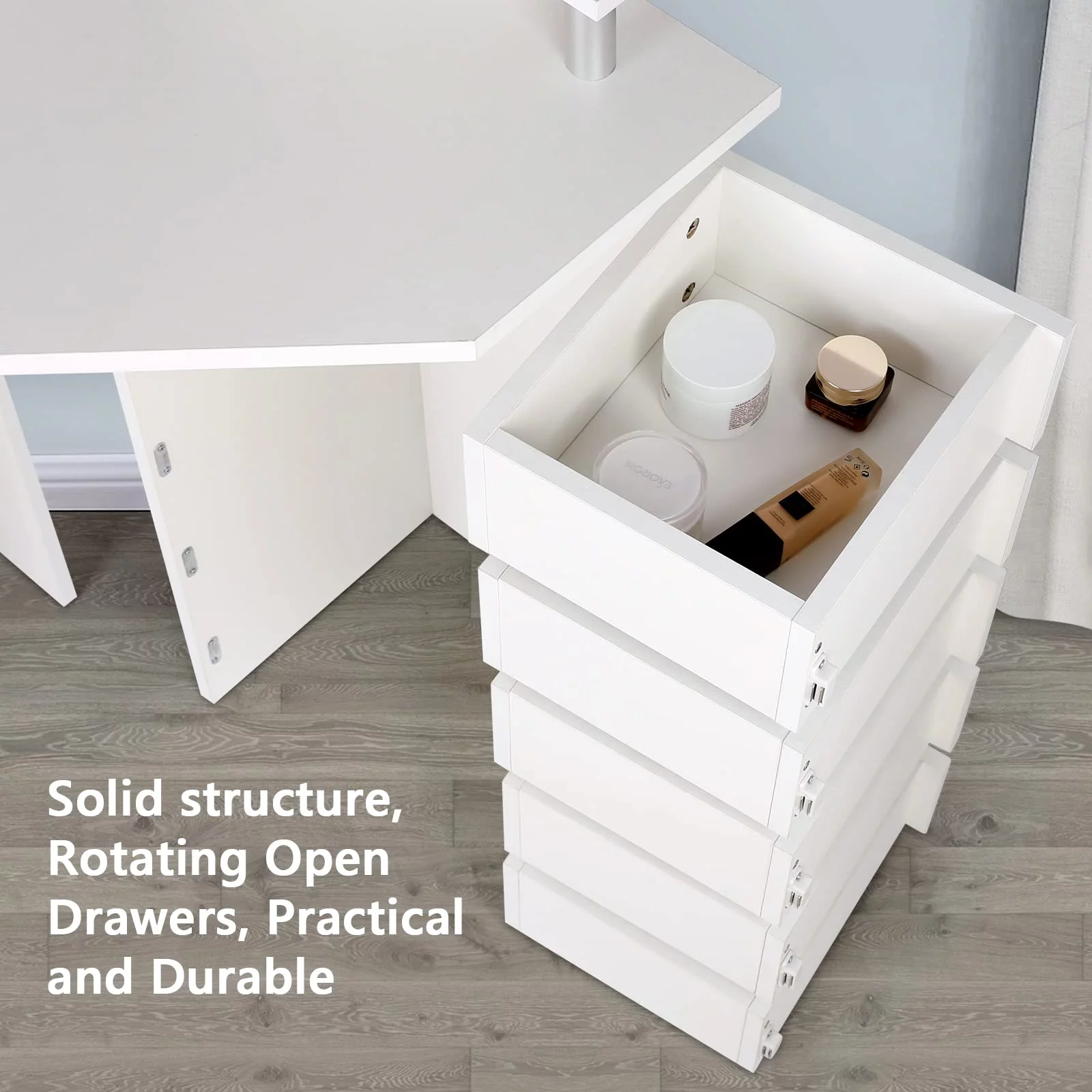Corner Vanity Table Stool Lights Set for Modern Bedroom