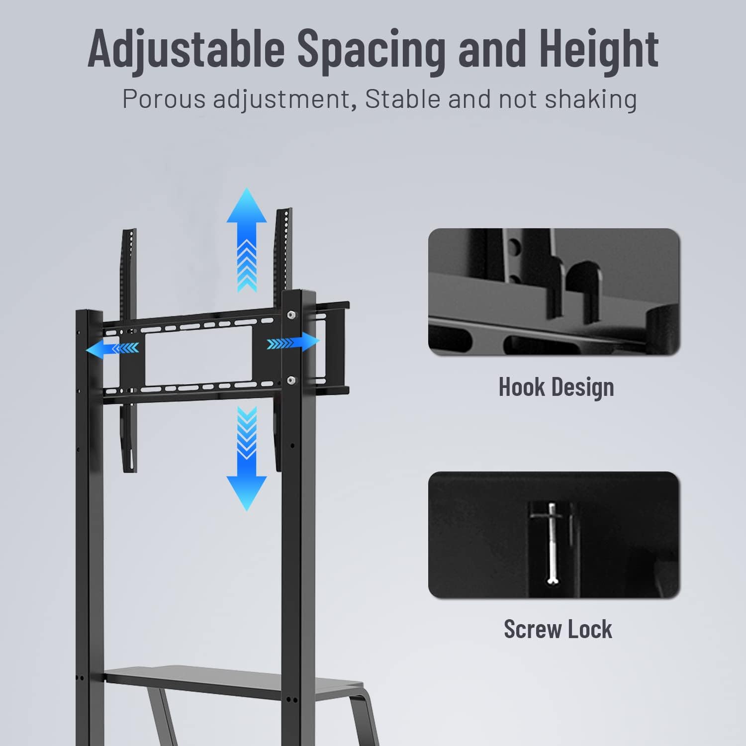 Mobile TV Cart ,JYXOIHUB, Rooling TV Stand with Wheels for 32 to 70 Inch LCD LED OLED Plasma Flat Panel Screens up to 100lbs AVA1500-60-1P (Black)