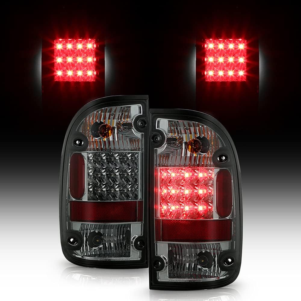 ACANII -For 1995-2000 Toyota Tacoma Smoked Lens Lumileds LED Tail Lights Brake Lamps Replacement Assembly Left + Right