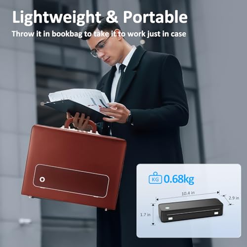 Gloryang Inkless Portable Printer for Travel, Wireless Thermal Printer Supports 8.5 x 11 Inch US Letter Size, includes Carry Case and 3 Rolls of Thermal Paper Kit