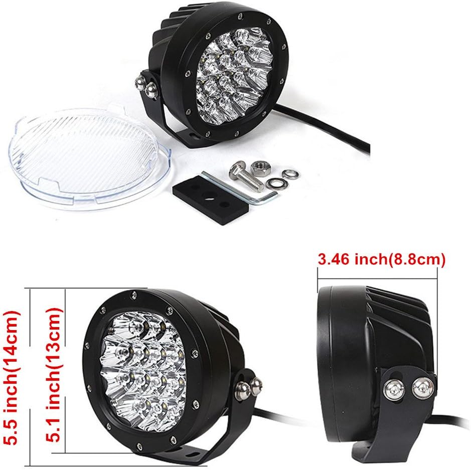 1Pair 5 Inch Round Led Driving Light 80W 8000LM Front Bumper Grille Guards Spotlights for Offroad Jeep Wrangler JK TJ YJ Ford Toyota Pickup 4WD 4X4 ATV SUV Boat Truck Bulldozer Excavator Forklift