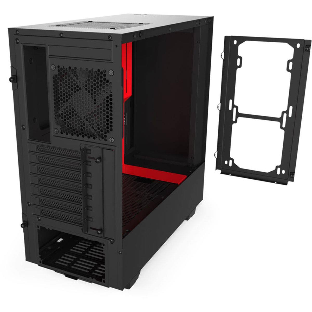 NZXT CA-H510B-BR Compact Mid-Tower Case Tempered Glass Matte Black/Red H510