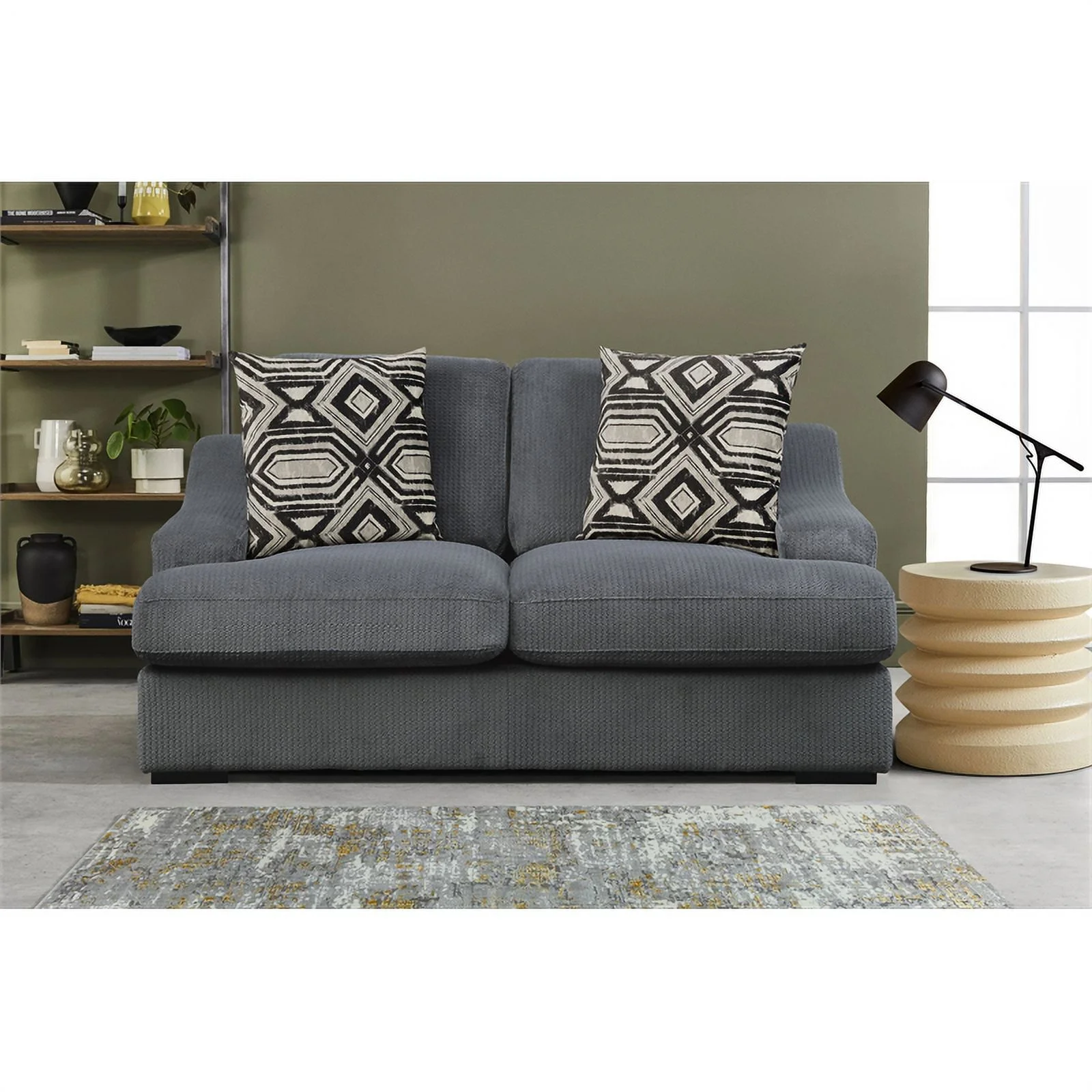 Lexicon Orofino Microfiber Upholstered Loveseat in Dark Gray