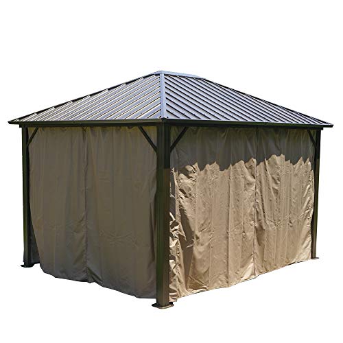Kozyard Caesar 10'x10' Hardtop Gazebo - Permanent Metal Pavilion with Netting and Shaded Curtains for Patio, Backyard, and Deck - Galvanized Steel Outdoor Aluminum Canopy, Double Roof Gazebo (Grey)