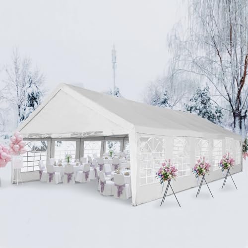 Party Tent 20x40Ft Heavy Duty Outdoor Canopy Tent Carport Gazebo Wedding Tent Carport Event Shelter Large Canopy Tent with Storage Bags