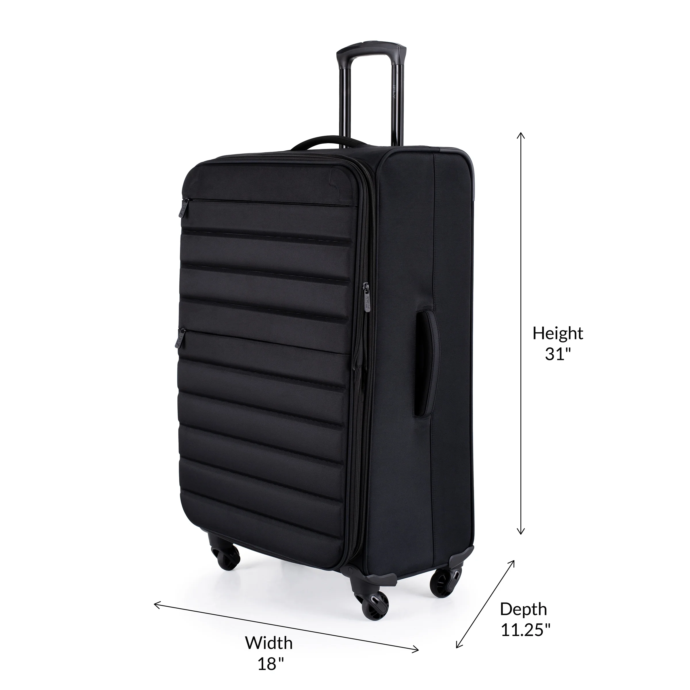 iFLY Softside Fibertech 3-Piece Luggage Set, 20" Carry-on, 24" Checked Luggage and 28" Checked Luggage, Black