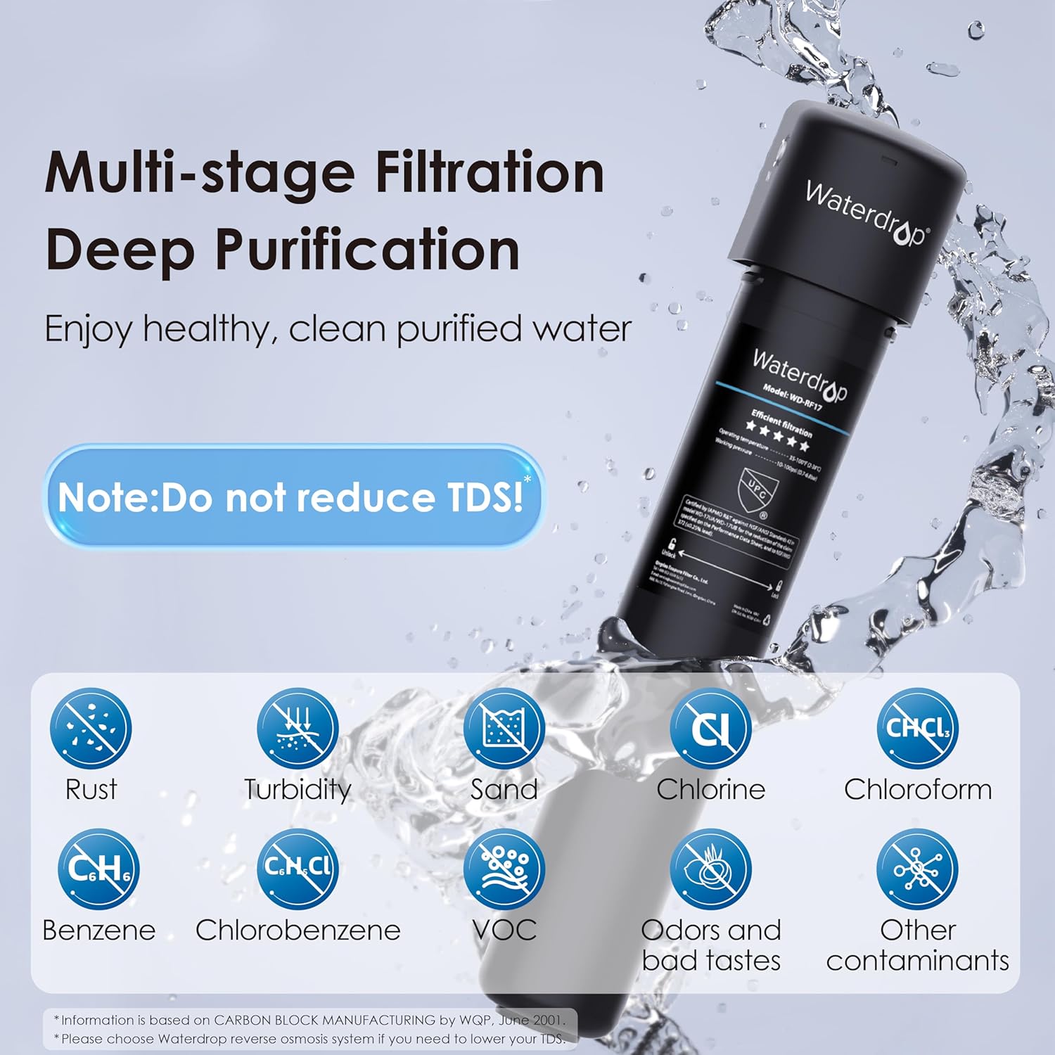 Waterdrop 17UA 3 Years Under Sink Water Filter System and Waterdrop LED UV͎ Ultrąviolët Water Filter