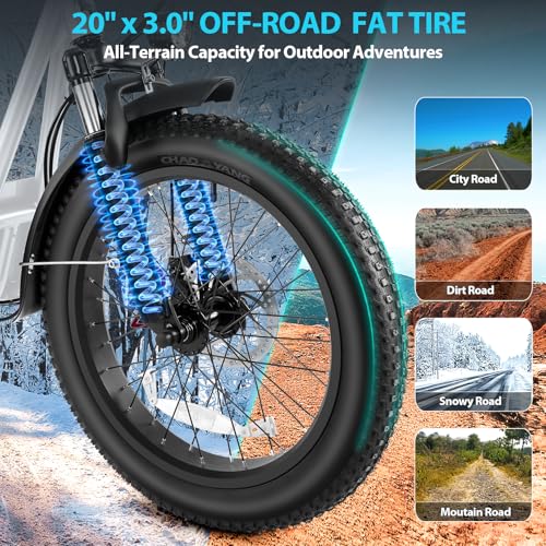 Caroma Peak 800W Foldable Electric Scooter Adults, 20" Fat Tire Electric Bike with 48V Battery, Up to 30Miles & 20MPH, Adult Electric Bicycles for Commuting with Basket&Adjustable Seat