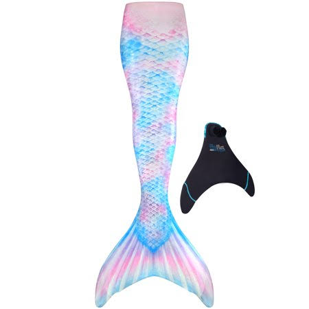 Mermaid Tails with Monofin for Swimming by Fin Fun in Kids and Adult Sizes - Limited Edition, Size: Adult Large, Blue
