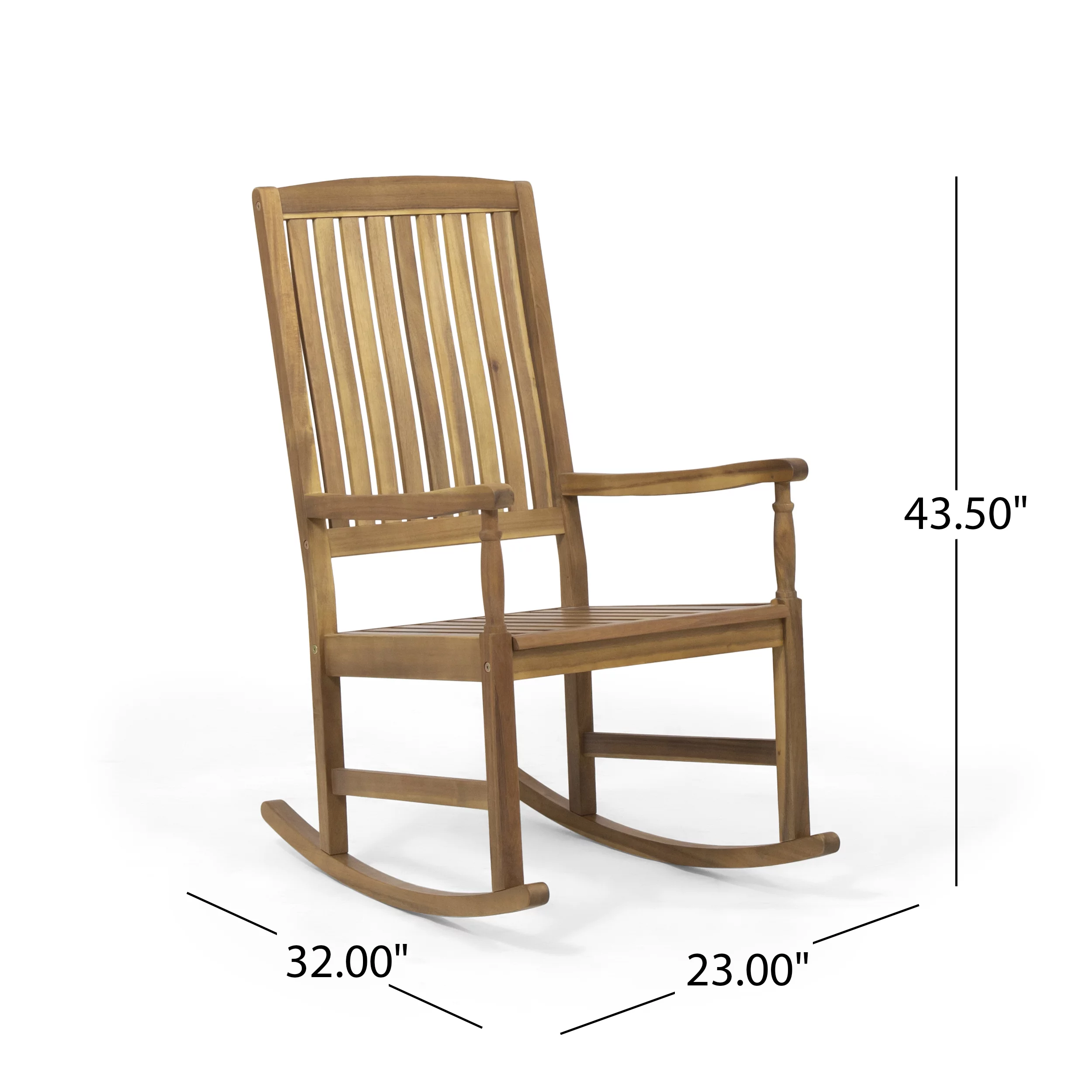 Noble House Arcadia Outdoor Acacia Wood Rocking Chair and Side Table Set Teak
