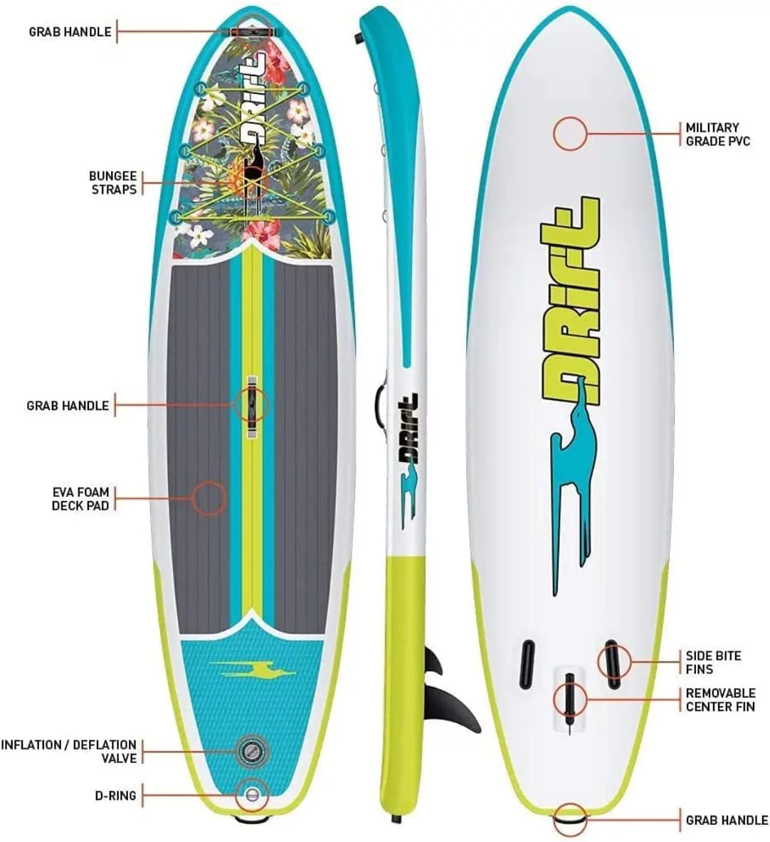 Drift Aero Inflatable Stand Up Paddle Board - SUP Paddle Board & Accessories, Including Pump, Paddle, and More - Native Floral, Adult, 10'8"