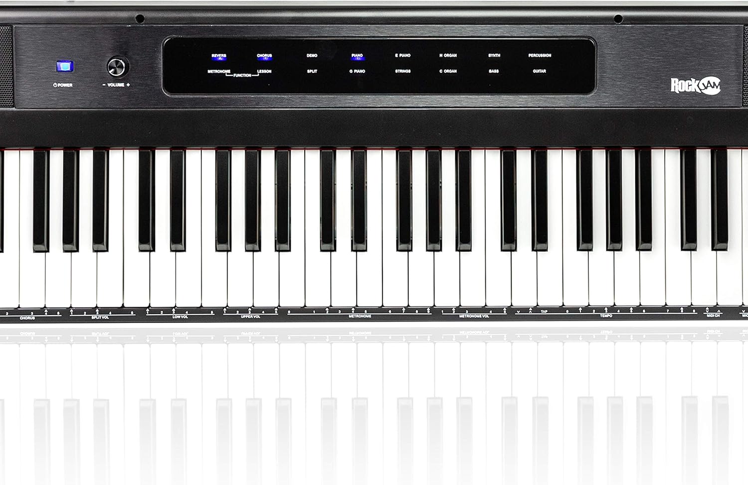 RockJam 88-Key Beginner Digital Piano with Full-Size Semi-Weighted Keys, Power Supply, Simply Piano App Content & Key Note Stickers, Black