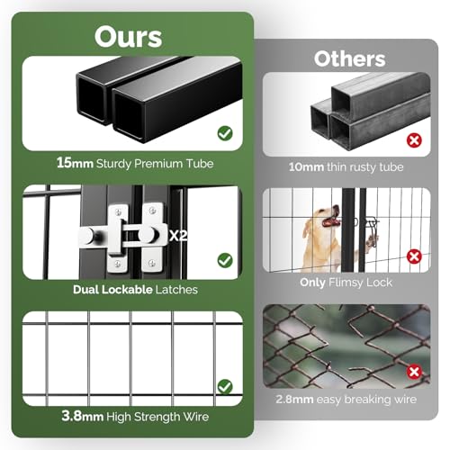 SINO LUBAN Outdoor Dog Kennel Outside Run with Doggy Door, Swivel Feeder&Roof - 8x4x6 Large Dog Kennels Pens Outside for Large Dogs Breed-Heavy Duty Cage Enclosure Yard (Can Connect to Your Dog House)