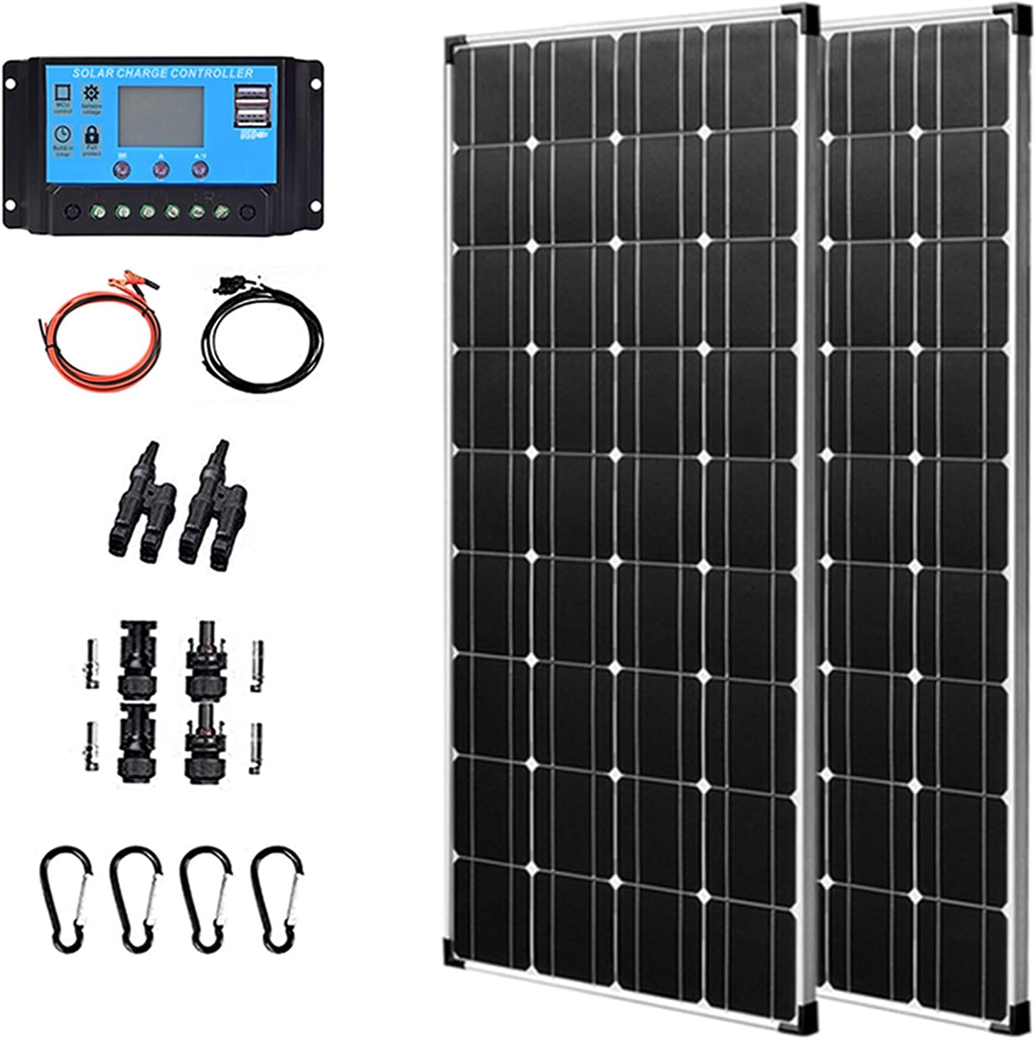Solar Panel 400W 2X 200W ETFE Flexible Solar Panel Portable Mono Solar Battery Charger with Controller for Car Yacht Battery Boat,with 40A Controller …