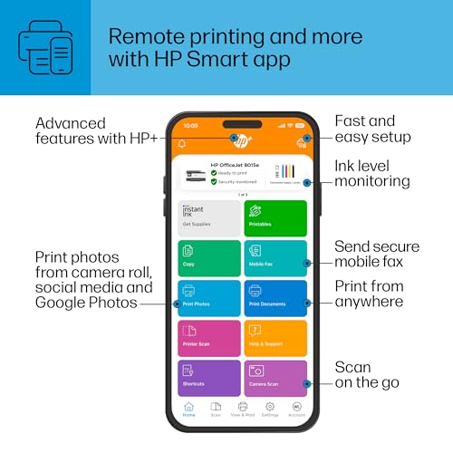 HP OfficeJet 8015e Wireless Color All-in-One Printer, 6 month Instant Ink trial included