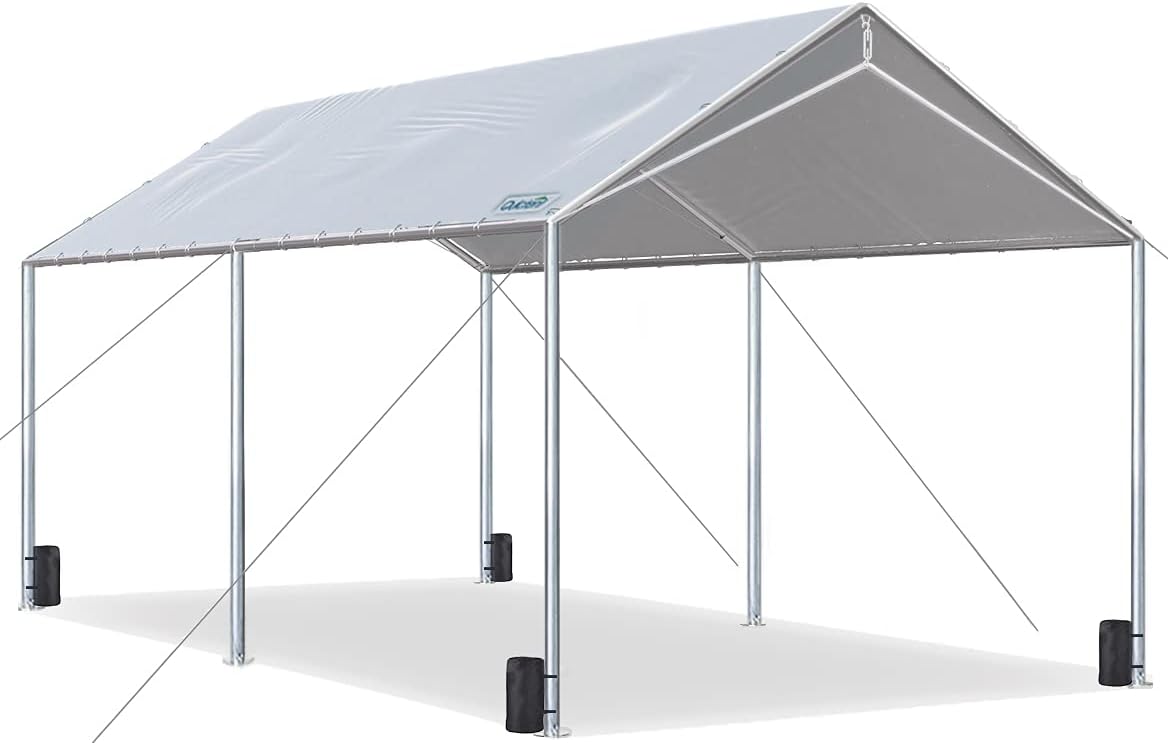 Quictent 10X20ft Upgraded Heavy Duty Carport Car Canopy Party Tent with 3 Reinforced Steel Cables-Green