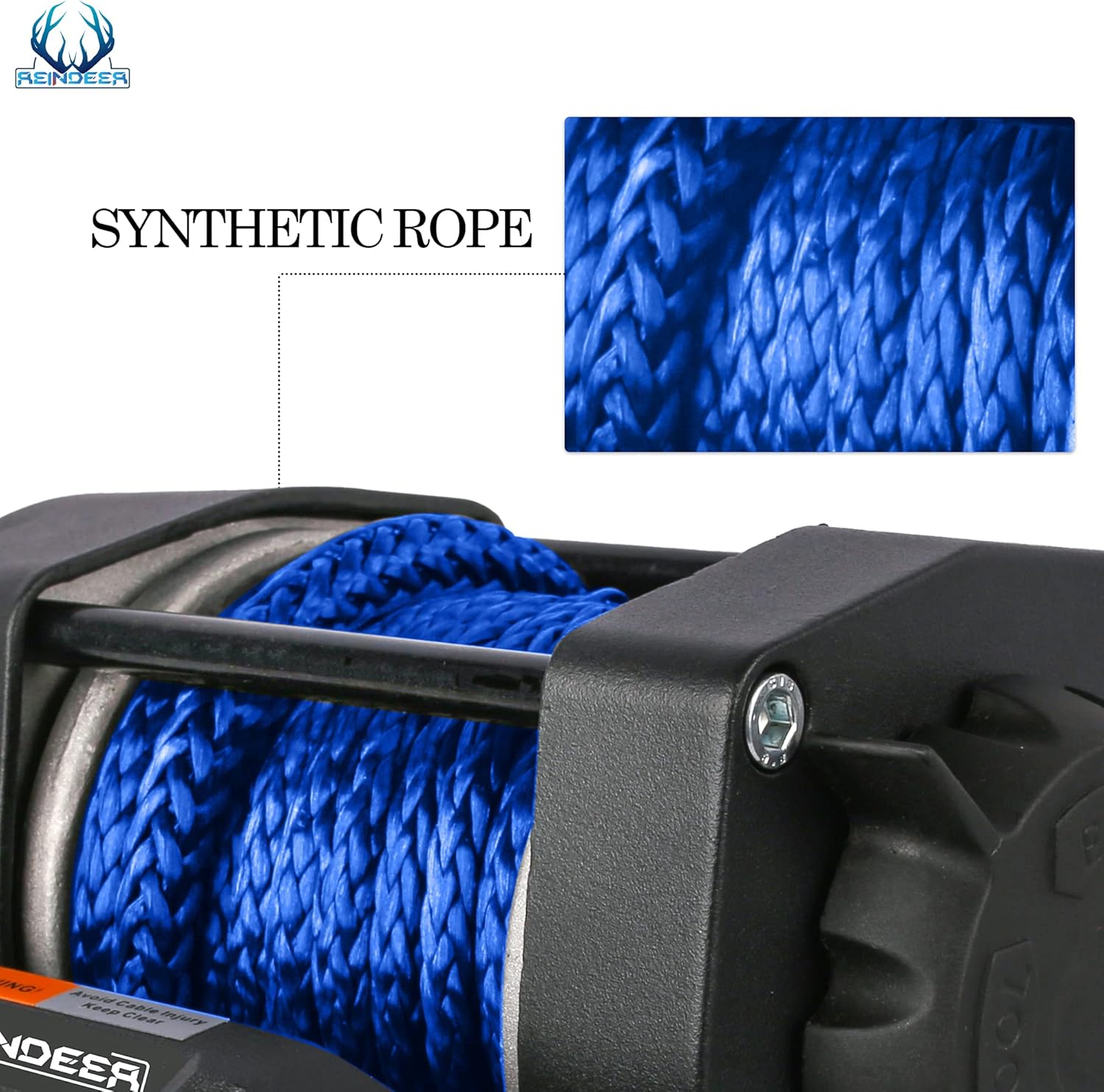 REINDEER New 12V Winch 3500 lb Load Capacity Electric Winch Kit Synthetic Rope with Hawse Fairlead Waterproof IP67 with Wireless Remotes