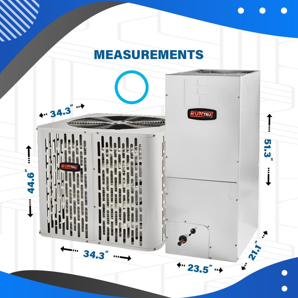 RunTru 15.2 SEER2 3.5 Ton Heat Pump & Air Handler Split System Unit (by Trane) w/ 15kW Backup Heat Kit | 42K BTU Heat & Cool, Multi-Positional, Single Stage Condenser, Scroll Compressor