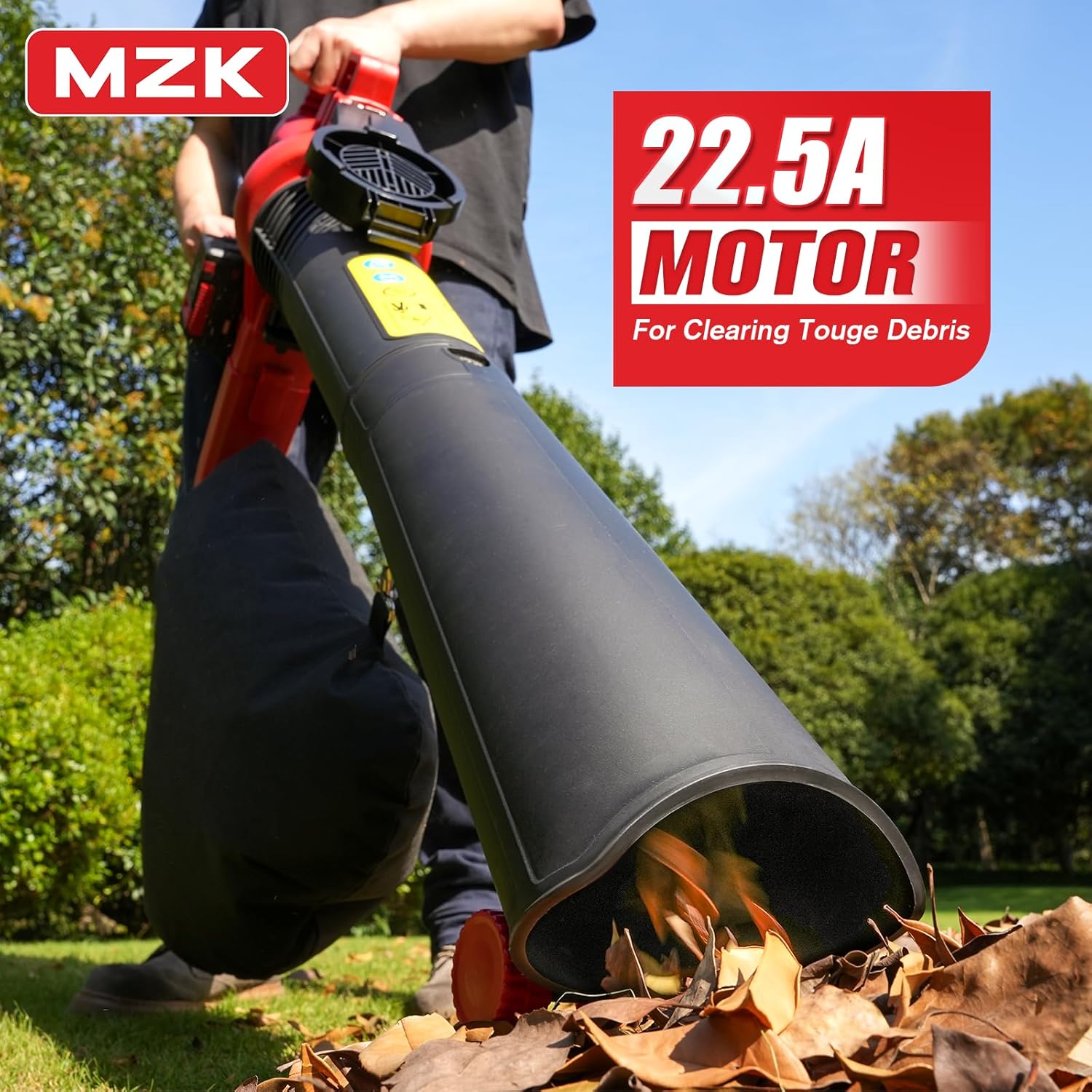 MZK 40V Cordless Leaf Blower, Leaf Vacuum and Mulcher, 3-in-1 Brushless Battery Powered Leaf Blower Kit with Collection Bag, 550CFM Leaf Vacuum for Lawn care(2*4.0Ah Battery and Fast Charger Included)