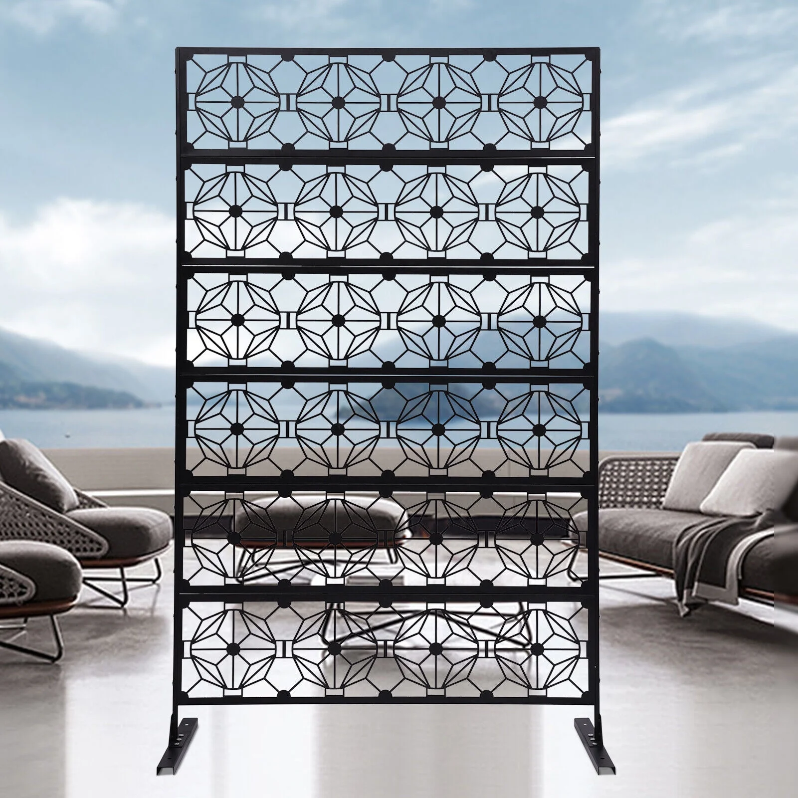 Outdoor Decorative Privacy Screen Panel Steel Garden Flower Pattern Fence for Garden, Yard