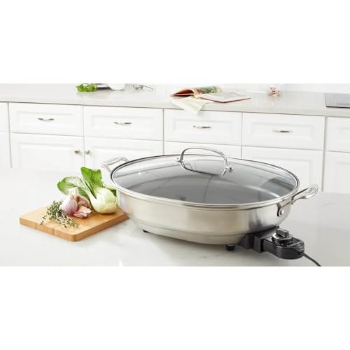 Cuisinart CSK-150 1500-Watt Nonstick Oval Electric Skillet,Brushed Stainless