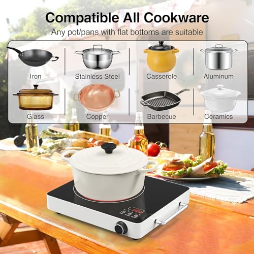 VBGK Induction Cooktop 5 Burners, Electric cooktop 9000W with LCD Touch Screen 9 Levels Settings with Child Safety Lock & Timer 220-240V Induction stove top