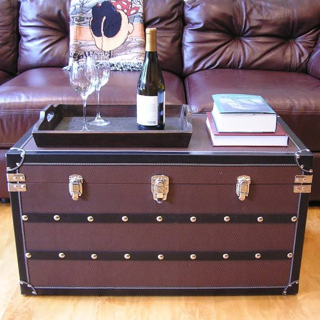 Decorative Sterling Large Wood Steamer Trunk Wooden Treasure Chest
