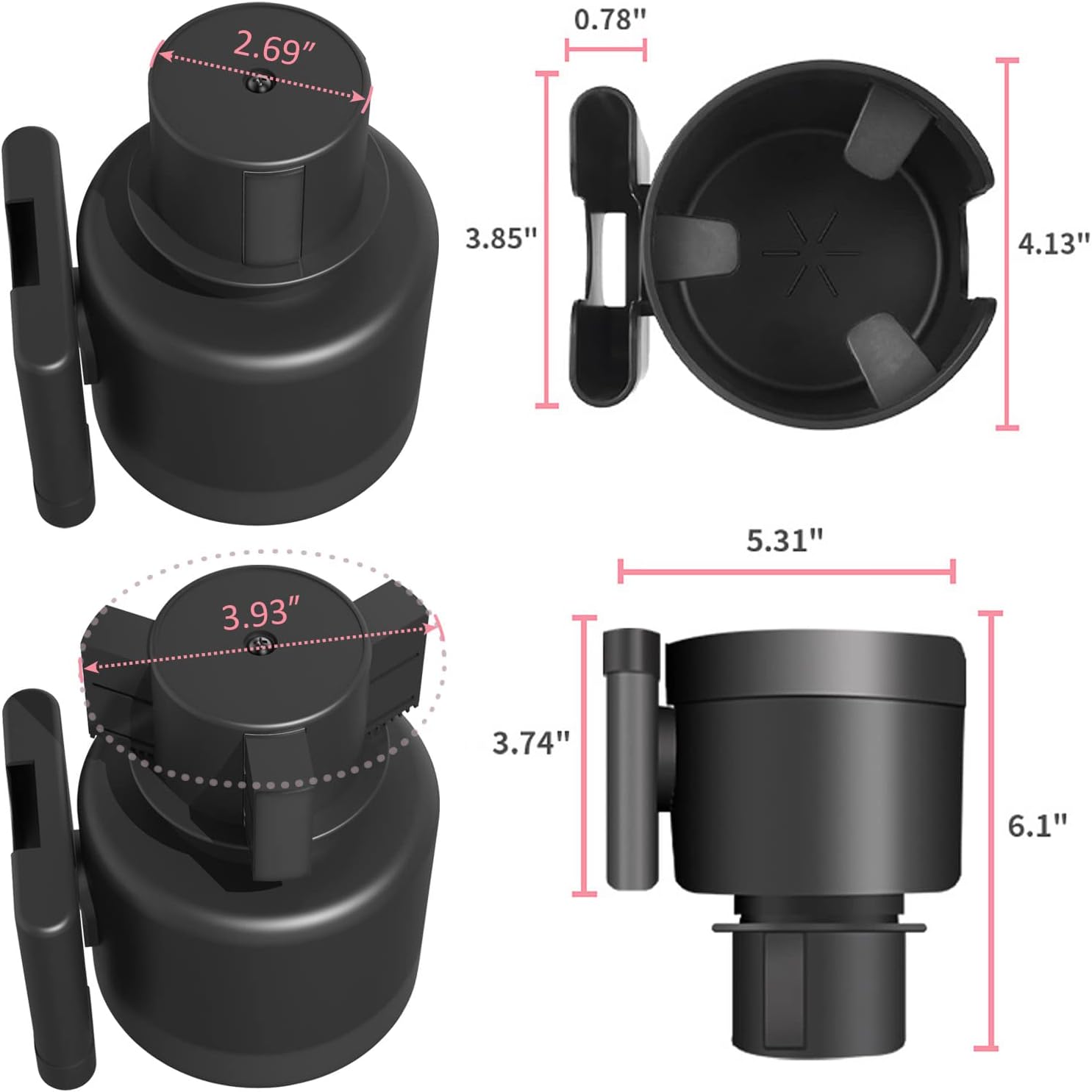 Big Cup Holder Expander for Car, Expandable Automotive Cup Organizer with Phone Stand, Adjustable Cupholder Compatible with Hydro Flasks Nalgenes Yeti Klean Kanteens Camelbak Bottles Mugs
