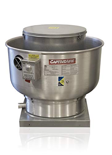 CAPTIVE-AIRE Restaurant Canopy Hood Grease Rated Exhaust Fan- High Speed Direct Drive Centrifugal Upblast Exhaust Fan with speed control- 19" -24.75" Fan Base, 115 Volt Single Phase Motor