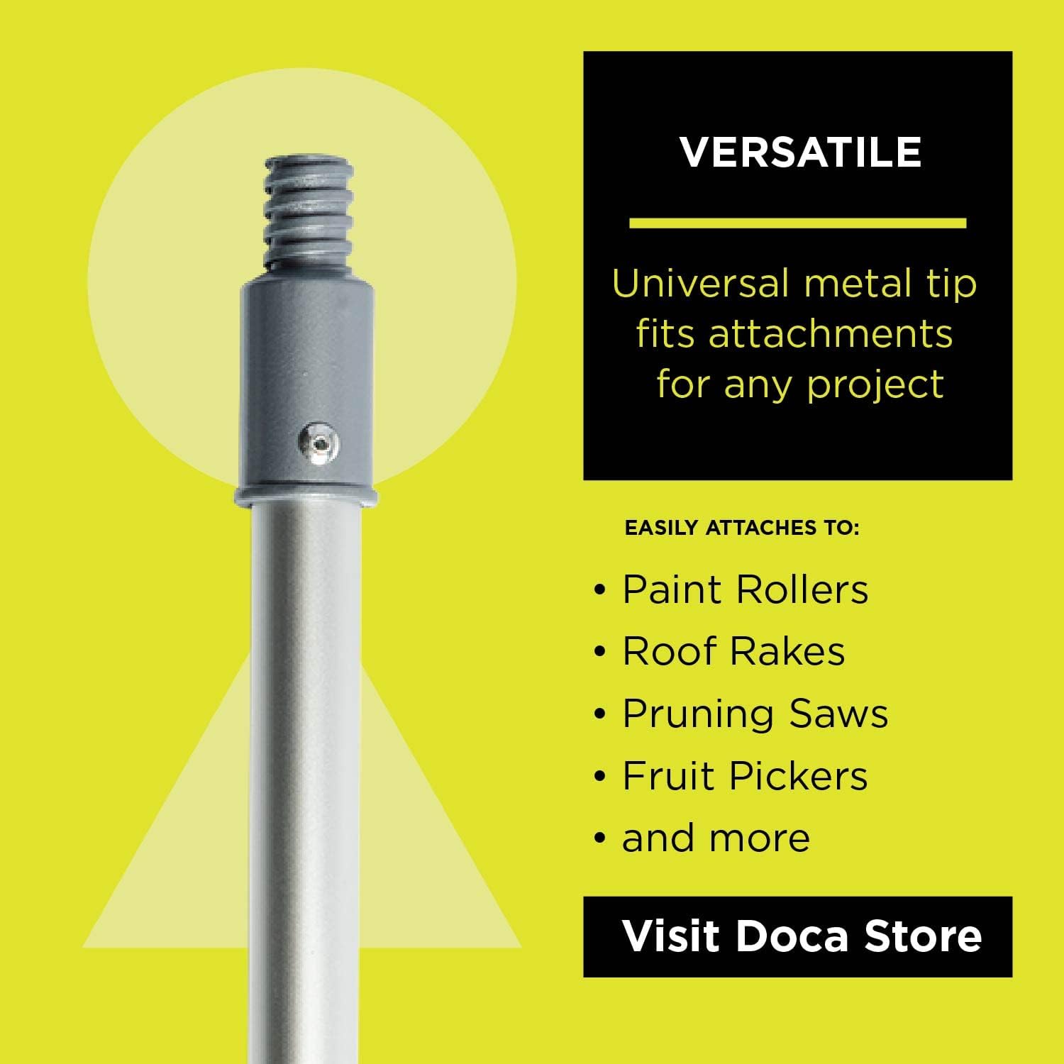 DocaPole Light Bulb Changer with 7-30 Foot Telescopic Extension Pole For High Ceilings and Recessed Lights, Suction Cup Style
