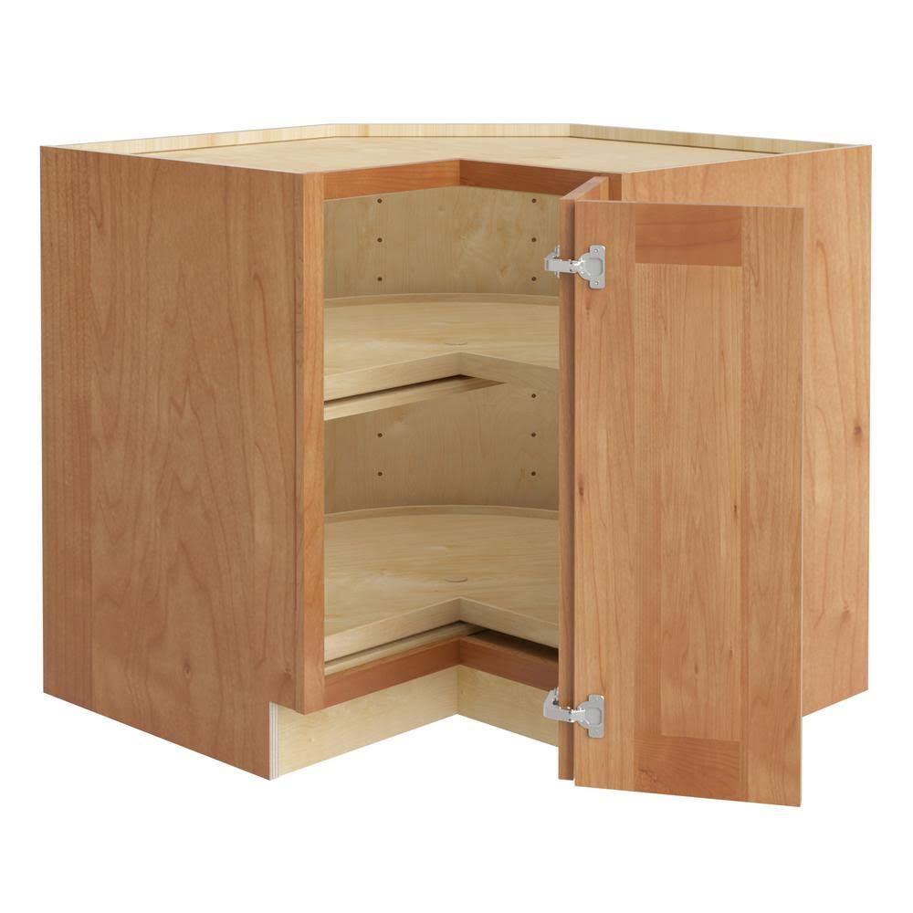 Home Decorators Collection Hargrove Assembled 36x34.5x24 in. Plywood Shaker Lazy Suzan Base Corner Kitchen Cabinet Right in Stai