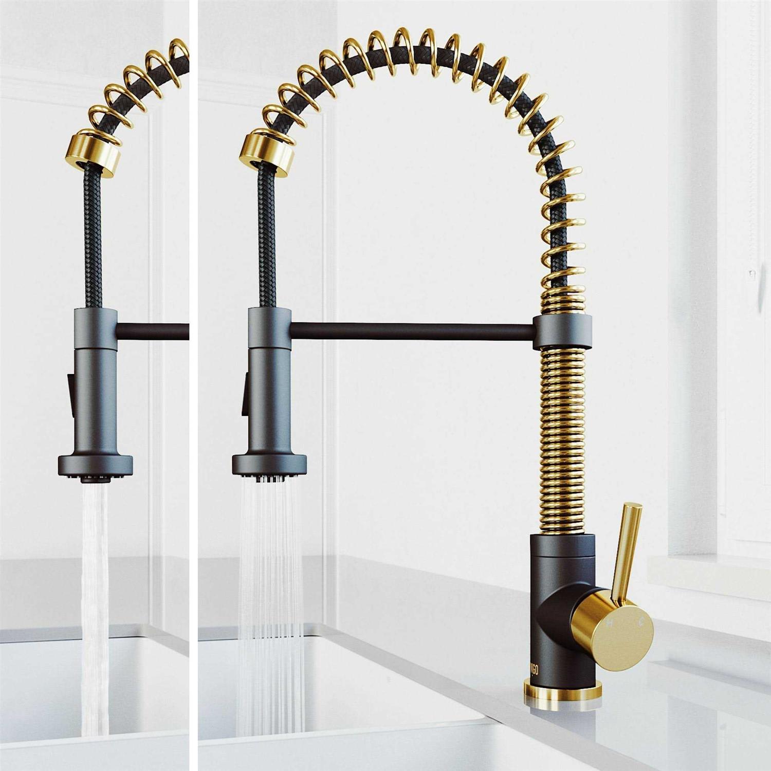 Vigo Edison Single-Handle Pull-Down Sprayer Kitchen Faucet in Matte Gold/Matte Black VG02001MGMB - Shop Hardware Tools Online Store