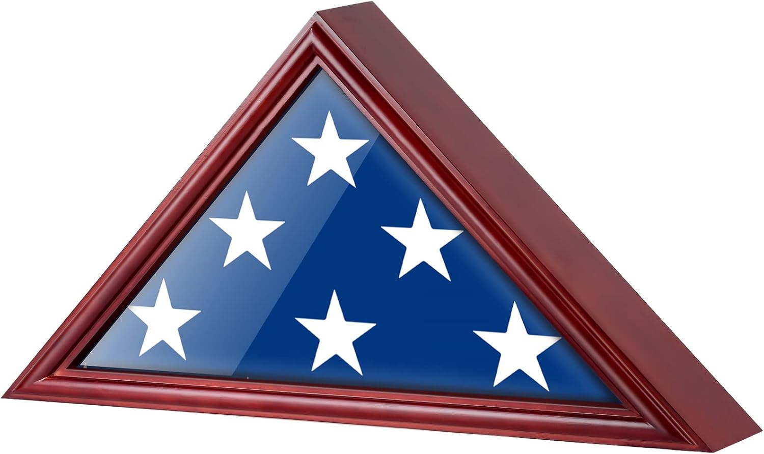 Flag Case for American Veteran Burial Flag 5x9.5 Ft, Flag Box Display Case Shadow Box for Military Funeral Memorial Flag, Solid Wood Mahogany Finish, Glass Front