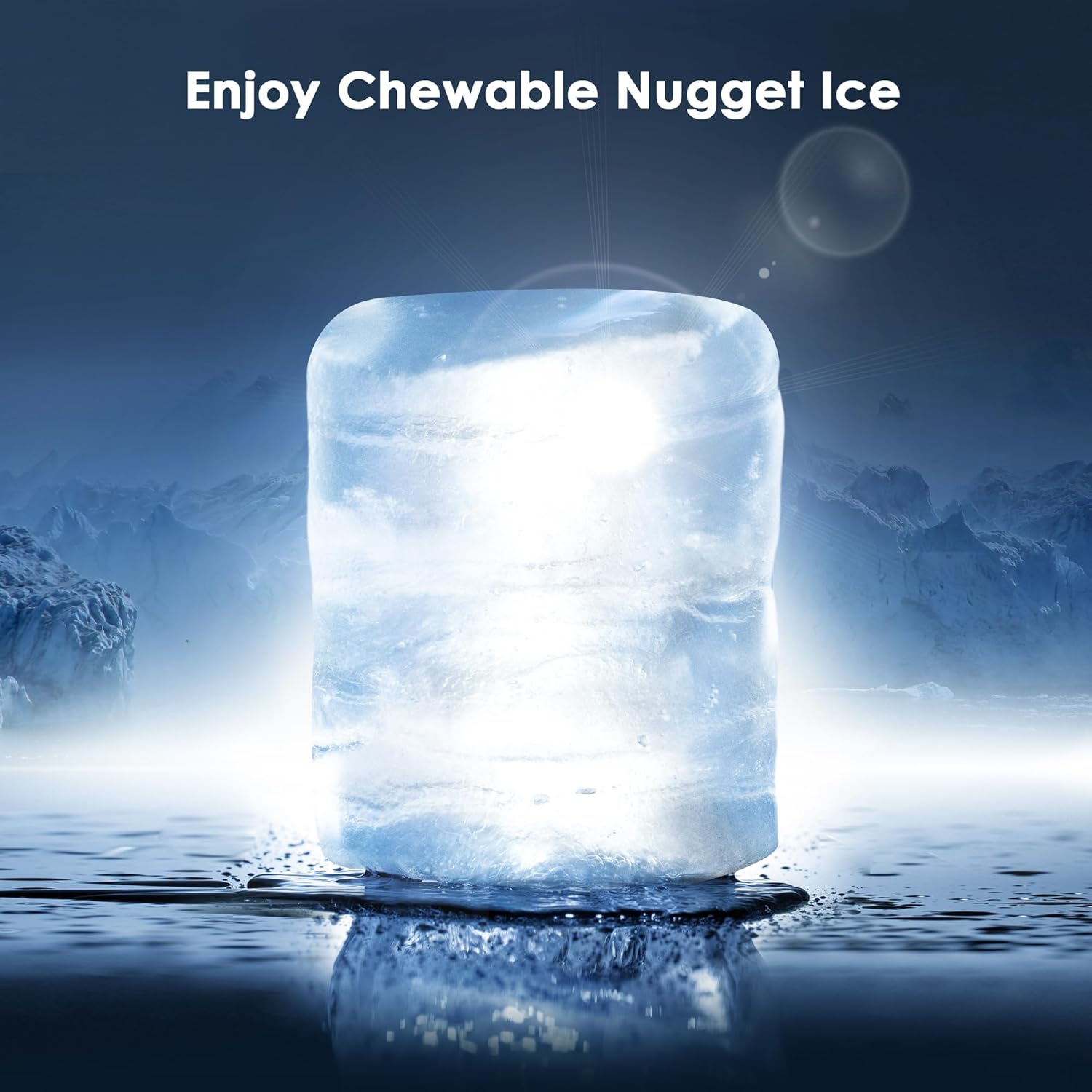 Oraimo Nugget Ice Maker, Ice Makers Countertop, 33 lbs/Day, Time Preset on LED Display, Self-Cleaning & Auto Water Refill, Sonic Pebble Ice Machine