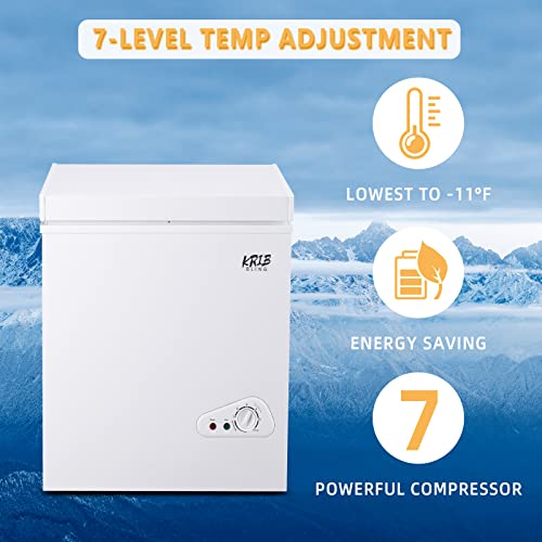 KRIB BLING Deep Freezer, Chest Freezer for Daily Usage， Top Door Opened Freestanding Chest Freezer, White