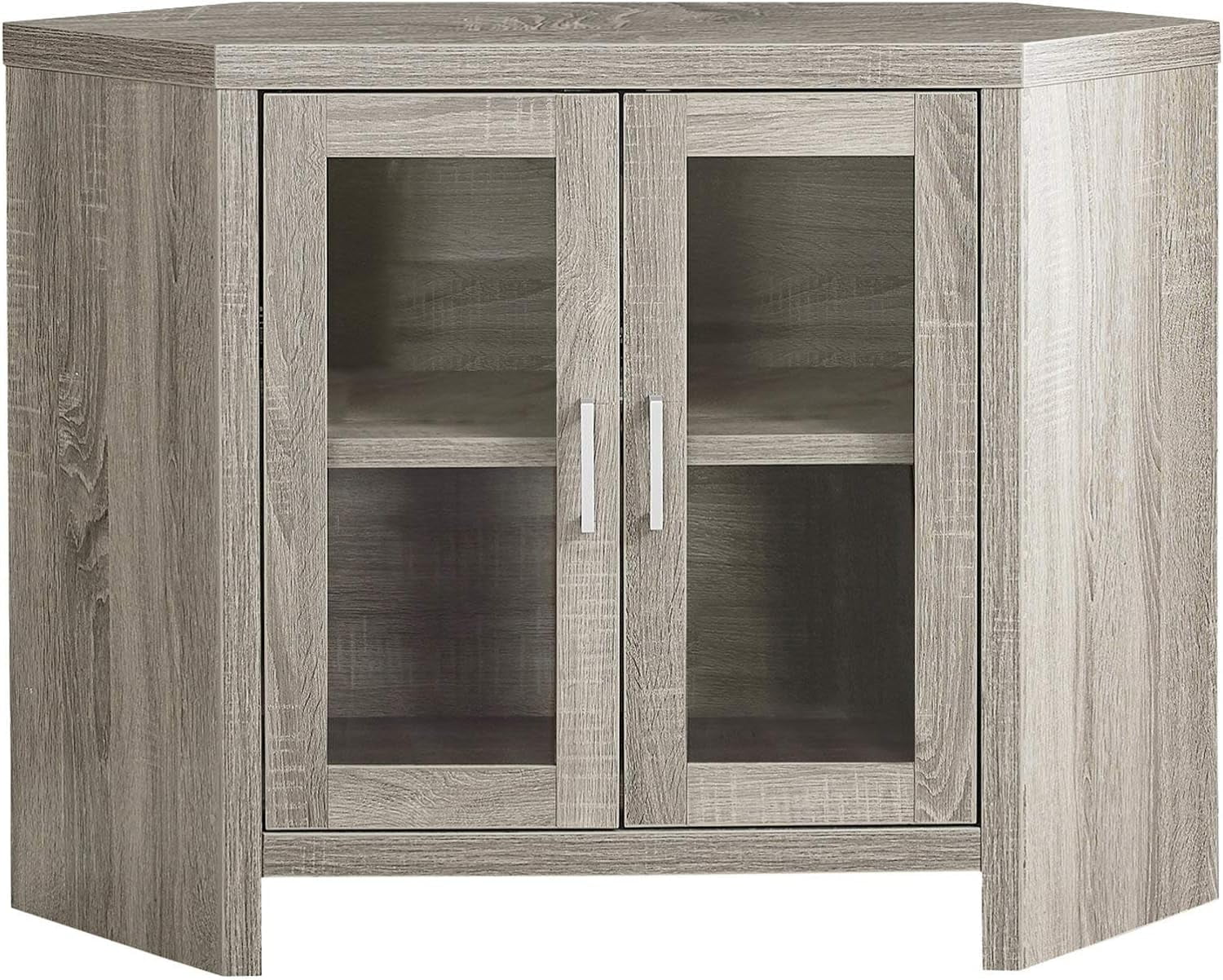 I Corner With Glass Doors TV Stand, 42", Dark Taupe