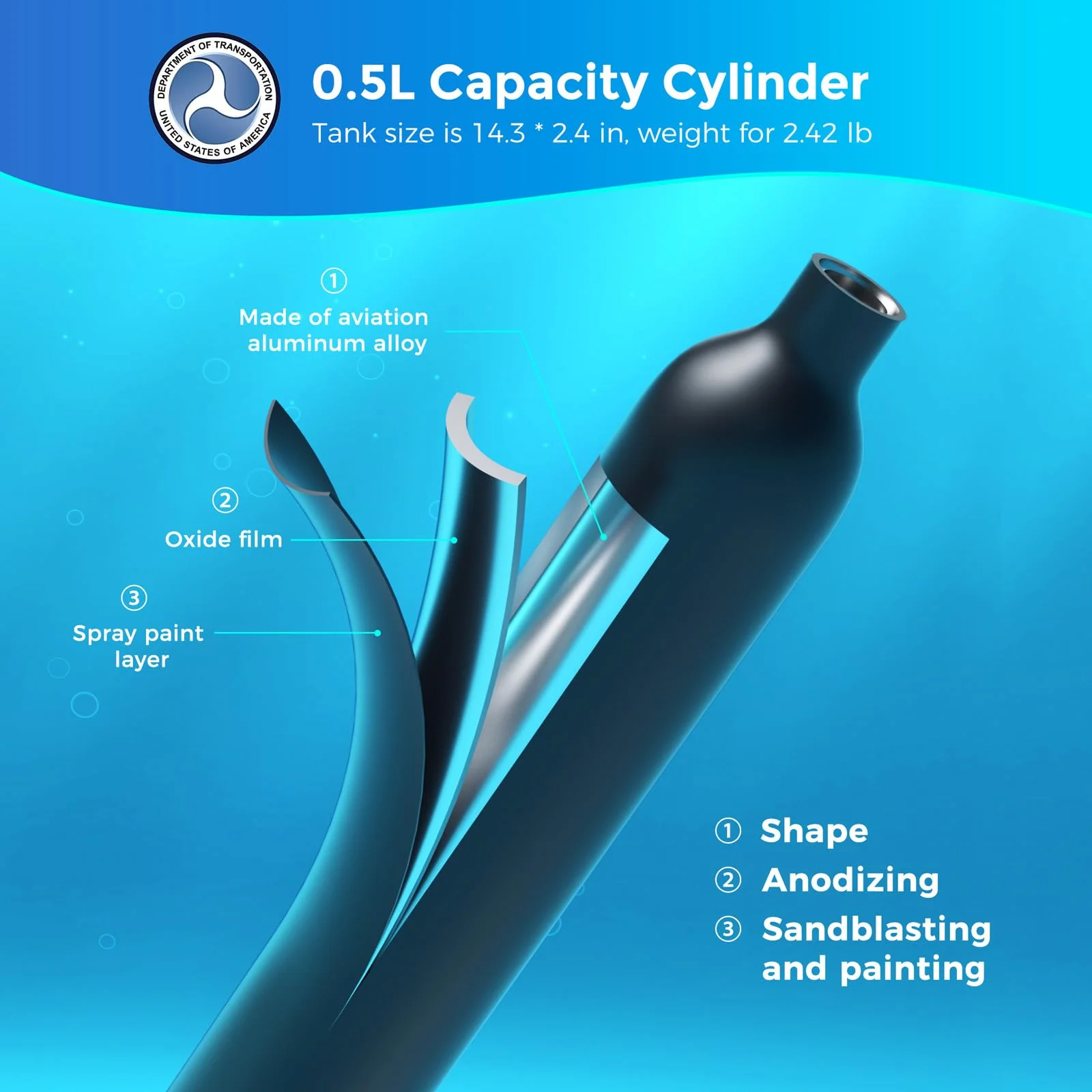 SMACO S300P Scuba Tank with Sub-Mask Mini Scuba Tank 0.5L Provide About 6 Minutes Underwater Breath Within 30ft Diving Depth, Small Scuba Tank Diving Tanks for Shallow Water Diving