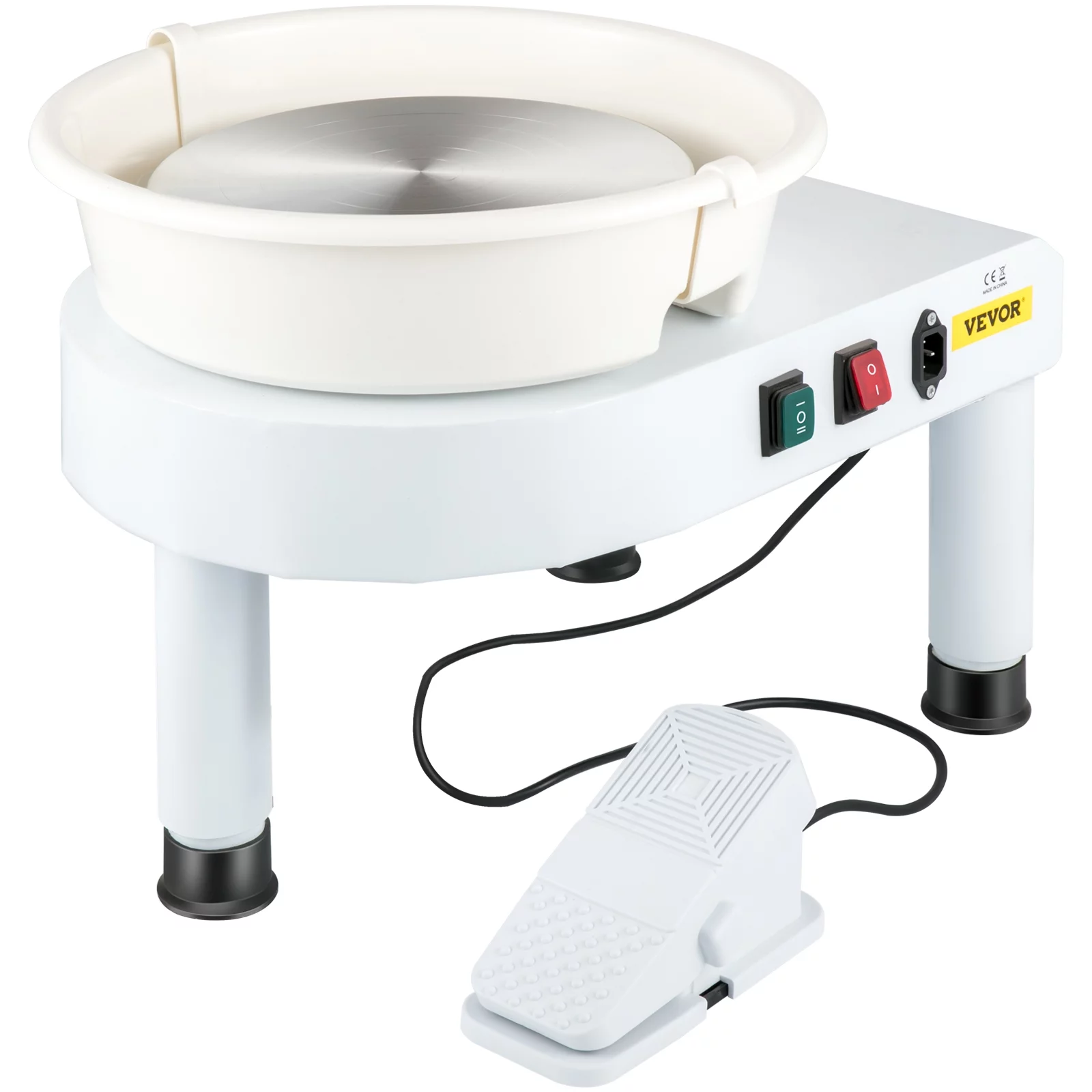 VEVOR Pottery Wheel, 11in Ceramic Wheel Forming Machine, 0-300RPM Speed Manual Adjustable 0-7.8in Lift Leg, Foot Pedal Detachable Basin, Sculpting Tool Accessory Kit for Work Art Craft DIY