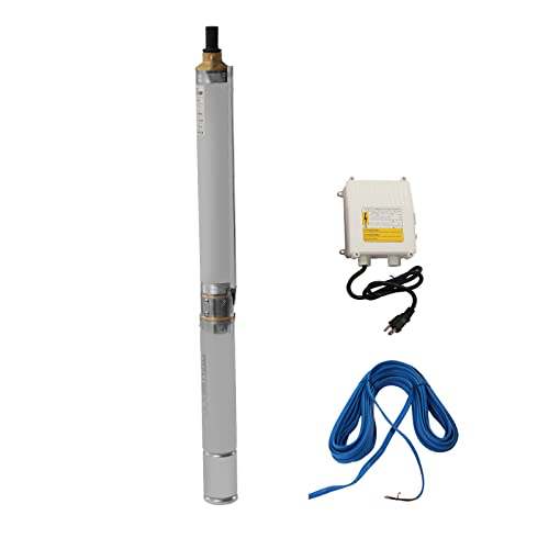 Deep Well Submersible Pump, 0.75HP 110V/60Hz, 16GPM 295 ft Head, with 66ft Cable & External Control Box, 3 in Stainless Steel Water Pumps for Industrial, Irrigation, Home Use
