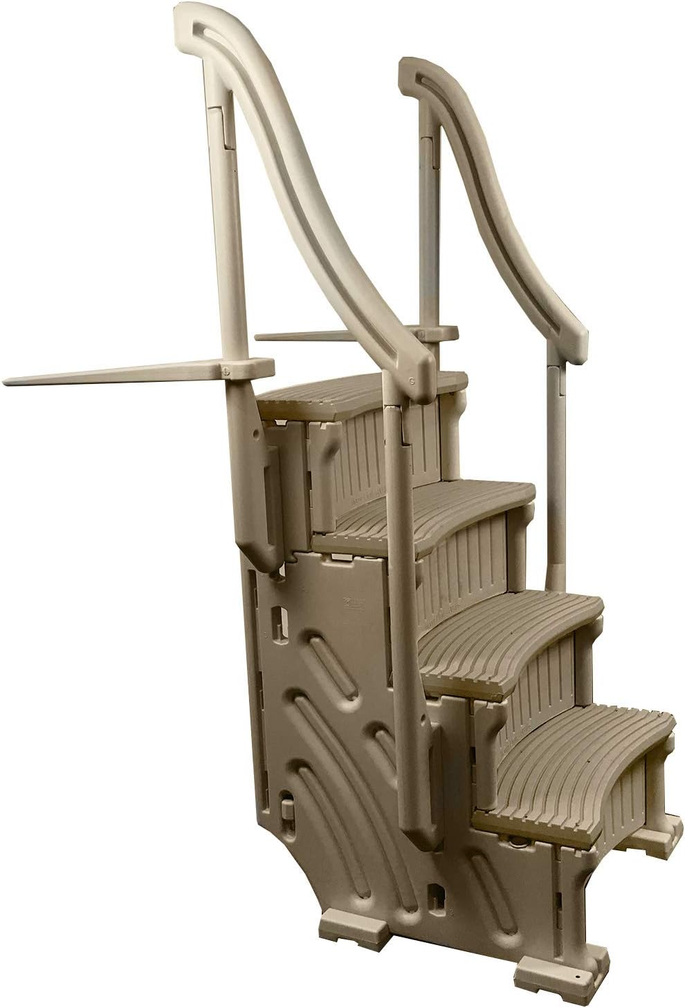 CONFER plastics inc. CCX-AG 4 Step Above Ground Swimming Pool Ladder Stair Step Entry System with Handrails, Beige