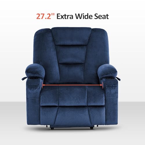 MCombo Small Power Lift Recliner Chair with Massage and Heat for Petite People, Cup Holders, USB Ports, Side Pockets, Fabric 7569 (Small-Regular, Brown)
