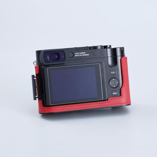 Camera Half Case for Leica Q3,SIUTATDSH Vintage Metal Genuine Leather Camera Protective Cases Stylish Portable Shockproof (BlackC)