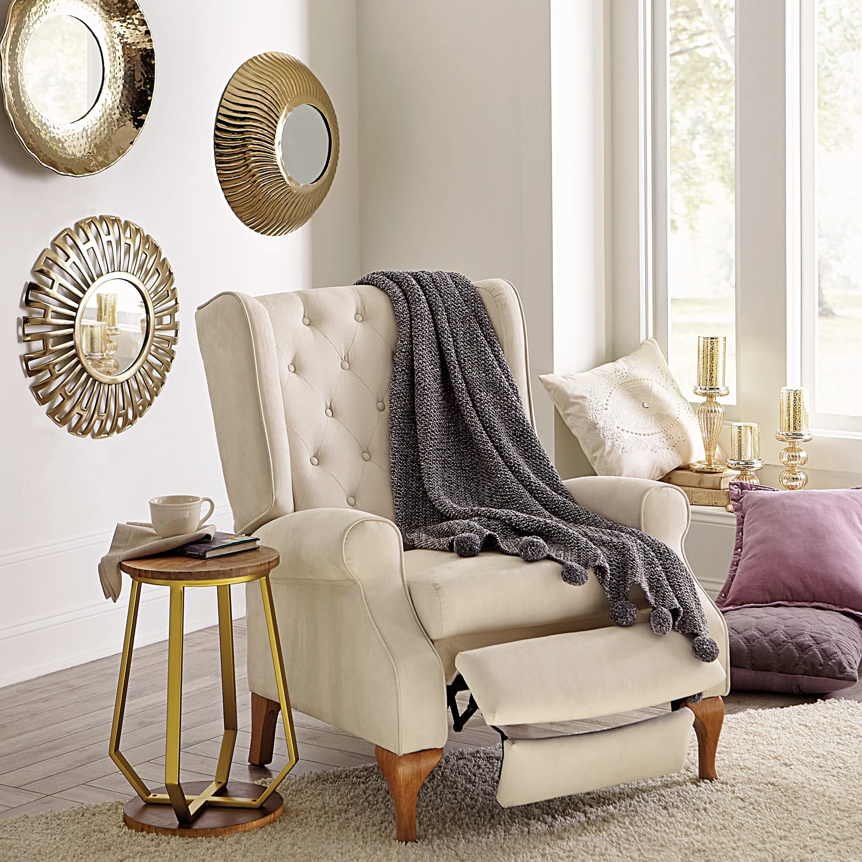 Brylanehome Queen Anne Style Tufted Wingback Recliner (400 Lb. Capacity) Chair (400 Lb. Capacity)